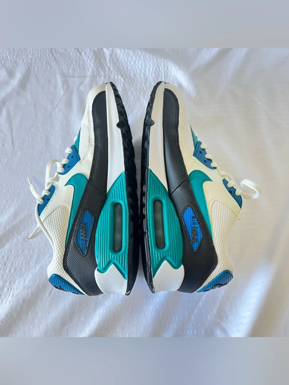 Nike Kids White and Teal Lace-Up Sneakers